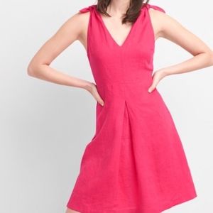 NEW Gap 100% Linen Tie Shoulder Fit and Flare Dress Women's Sz 4 NWT